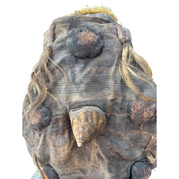 African Tribal Mask With Cowrie Shells Handcrafted Wooden Wall Decor - Picture 15 of 16